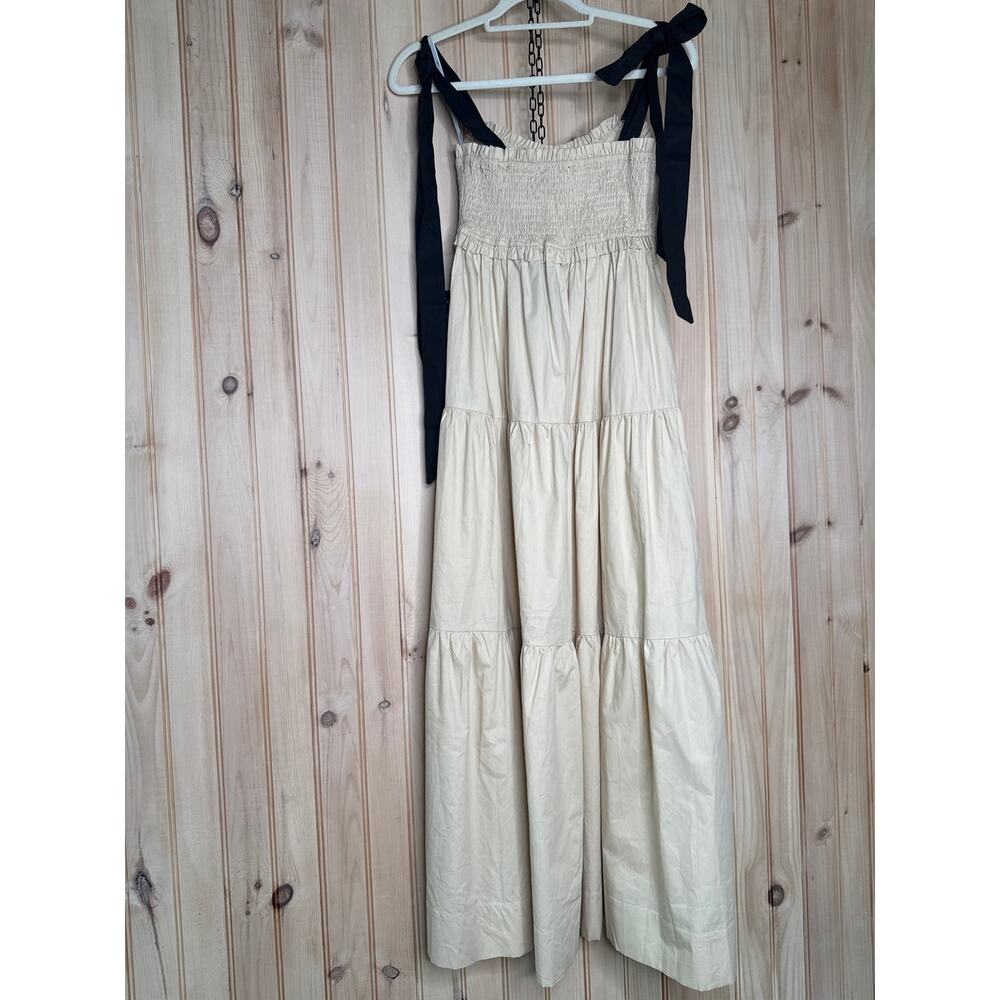 NWT Lulus Bembe Beige Tie-Strap Tiered Maxi Dress Coquette Holiday Resort Sz S - Picture 6 of 8